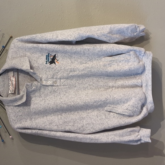 San Jose Sharks Vintage Fleece Button Polo Sweatshirt Pockets college concepts - Picture 1 of 9